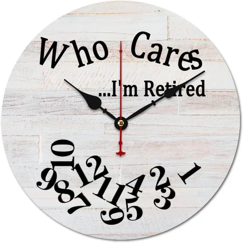 Vista 18 de Who Cares I'm Retired - Reloj de pared de madera para dormitorio, reloj de pared sin números, para colgar en la pared, sin tictac, para decoración