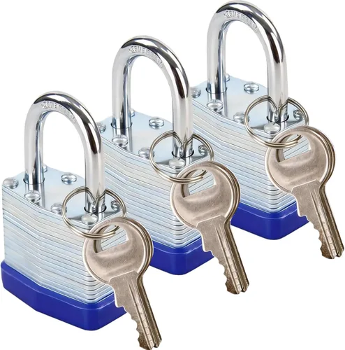 SEPOX Trinity Candados con igual llave para exteriores, cuerpo de acero laminado reforzado de alta resistencia de 1-9/16 pulgadas 1.575 pulgadas,