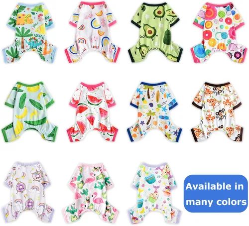 Vista 7 de Pijamas para perros, ropa para perros pequeños, ropa para perros pequeños, pijama suave y elástica para perros de tamaño mediano, lindos pijamas