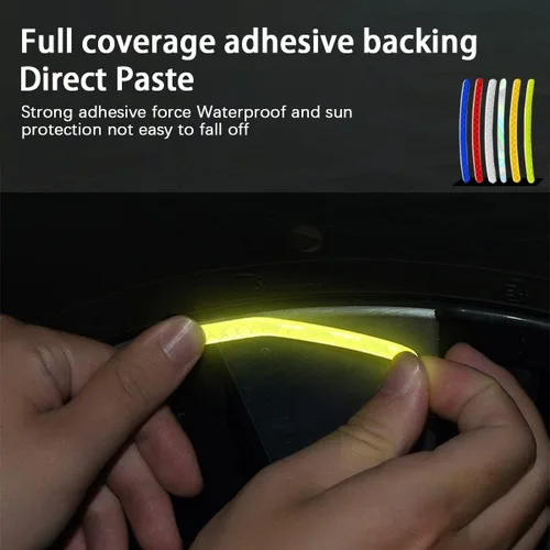 Vista 5 de 20 calcomanías reflectantes decorativas para ruedas de automóvil, cinta adhesiva de advertencia de seguridad nocturna, calcomanías para llantas