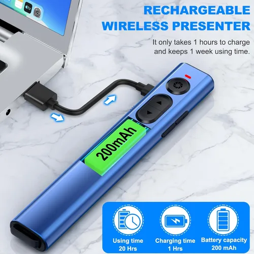 Vista 4 de Presentador inalámbrico recargable remoto para PPT, presentación de 2.4 GHz, avanzador de diapositivas, Powerpoint Clicker