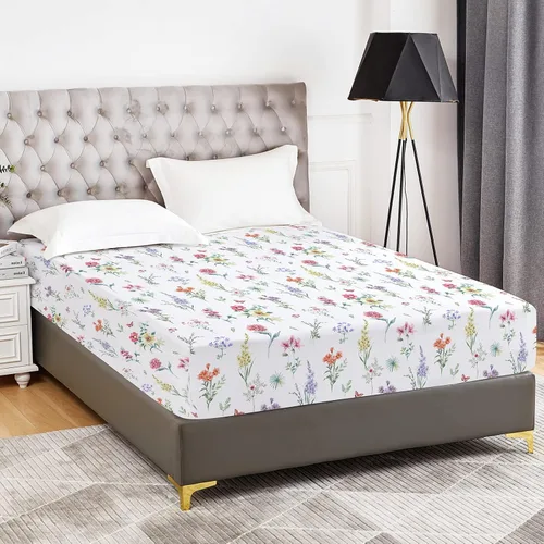 Vista 115 de YIYEA Sábana bajera ajustable de microfibra de doble cepillado de alta calidad, tamaño individual, sábana bajera ultra suave, encogimiento, Blanco