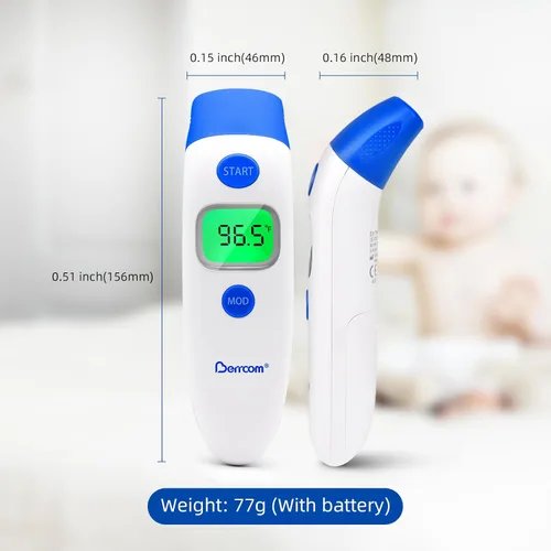 Vista 8 de Berrcom Termómetro digital sin contacto de 3 en 1 para frente y oído, con luz de fondo, sensor de temperatura corporal y de objetos para interiores