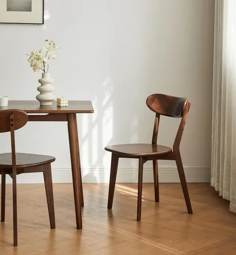 Vista 15 de Sillas de comedor de roble, sillas de cocina, silla moderna de madera maciza 100% con respaldo curvo, silla de comedor para cocina, sala de estar