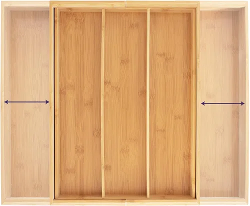 Vista 4 de Totally Bamboo Expandable 5-Compartment Drawer Organizer, Expands from 13 to 22" Wide