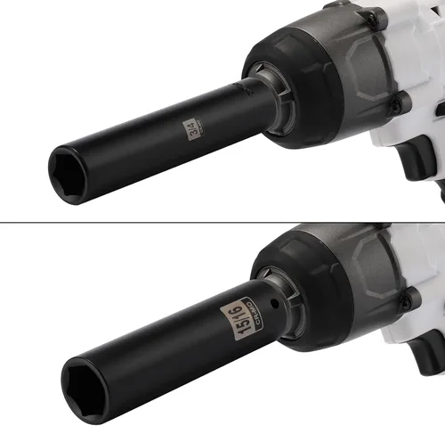 Vista 6 de EMENTOL Juego de 2 llaves de vaso de impacto profundo extra largas de 1/2 pulgada, 3/4 pulgadas y 15/16 pulgadas, CR-MO, SAE, 6 puntos de enchufe