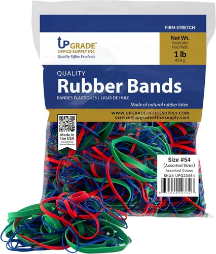 Upgrade Office Supply UPG23454 Bandas de goma, varios tamaños y colores, bolsa de 1 libra, EE. UU