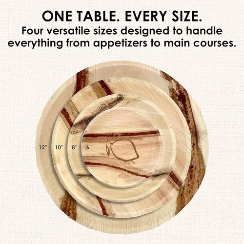 Vista 7 de NEATtable Platos de hoja de palma Diseño de limón Desechables y compostables Ecológicos y 100% naturales Ideal para eventos al aire libre