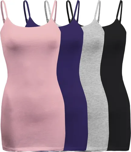 Vista 21 de ShezPretty - Camiseta sin mangas básica para mujer con tirantes tipo espagueti ajustables, 4