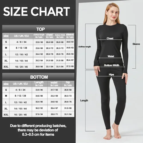 Vista 6 de UNIQUEBELLA Womens Thermal Underwear, Thermal Base Layers Women - Ski Wear Ladies Compression Athletic Long Johns Skins Set