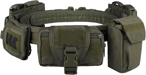 Tactical Battle Belt Quick Release with Accessories Pouches 7 in 1 Belt for Men