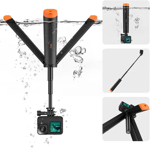 TELESIN 4 en 1 Palo de Selfie Flotante Agarre de Mano Trípode Impermeable Extensible Monopié para GoPro Hero 13, 12, 11, 10, 9, 8, DJI OSMO Action 6