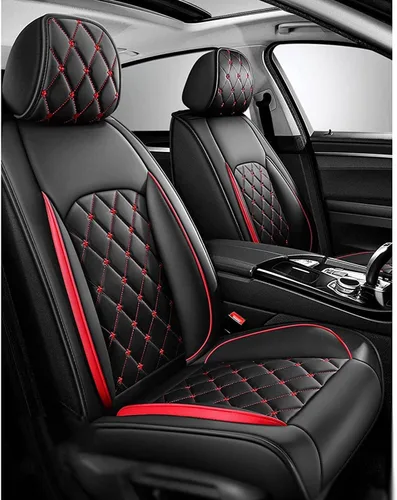 Vista 2 de Car Seat Cover Leather Full Set for Dacia Sandero Stepway 5 Places Duster 2000-2023, Universal Non-Slip Waterproof Durable Vehicle Seat Covers