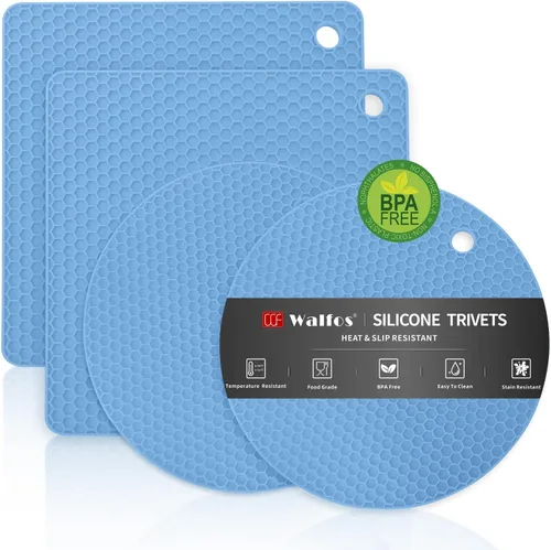 Vista 28 de Walfos Alfombrillas de silicona para microondas, resistentes al calor, multiusos, almohadillas calientes, antideslizantes, alfombrillas de silicona