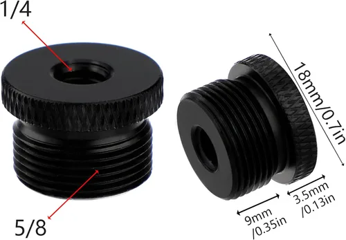 Vista 3 de SAVITA Adaptador de soporte de micrófono 1/4 macho a 5/8 hembra y 5/8 macho a 1/4 hembra adaptador de rosca de tornillo trípode adaptador