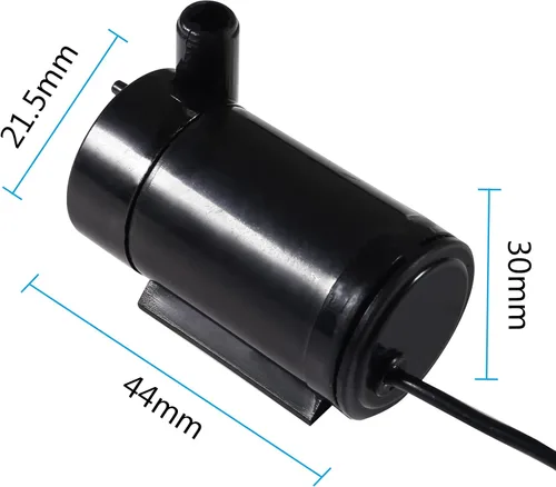 Vista 5 de Mini bomba de agua micro sumergible DC 3V 5V DC 3-5V para acuario, fuente de jardín, estanque (2 unidades bomba negra)
