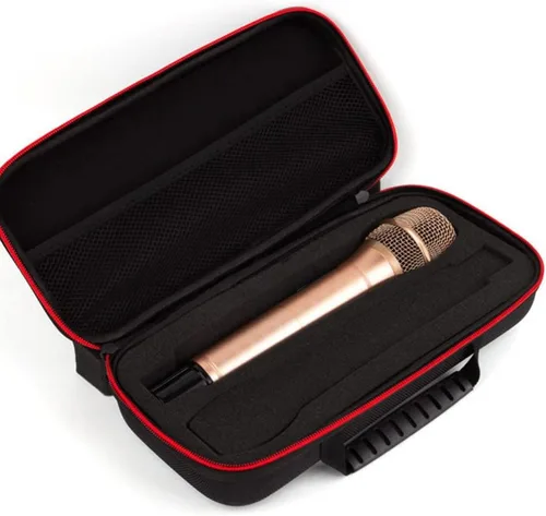 Vista 6 de Bolsa de almacenamiento para micrófono, estuche de almacenamiento portátil EVA Dual Mic Bag a prueba de golpes, funda de transporte dura de mano