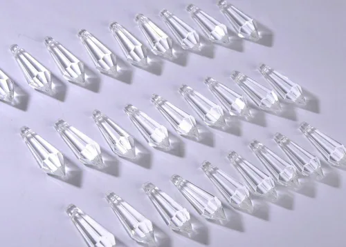H&D 50pcs 1.496 in Crystal Icicle Colgante Candelabro Prismas Drops Lámpara Candelabros Cortina DIY Piezas (Transparente)