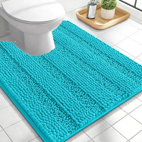Vista 62 de OLANLY Alfombras de Baño Gruesas de 47 x 20 pulgadas, Extra Suaves Absorbentes de Chenilla a Rayas, Respaldo de Goma, Lavables y Secables a Máquina