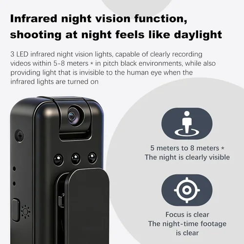 Vista 4 de Mini Body Camera with Audio Video Recording Small Tiny Wearable Thumb U1