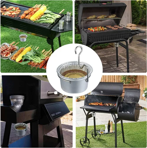 Vista 2 de HAO HELPER Bandeja de grasa para parrilla con clip para parrillas Char-Broil/Kenmore al aire libre y otras parrillas similares, atrapador de grasa