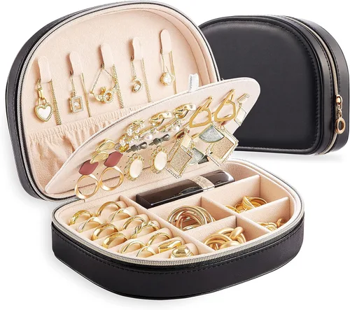 Travel Jewelry Box,Small Jewelry Box,Seashell-Shaped Jewelry Box, Jewelry Organizer Box for Women, Jewelry Storage Box for Rings, Earrings,