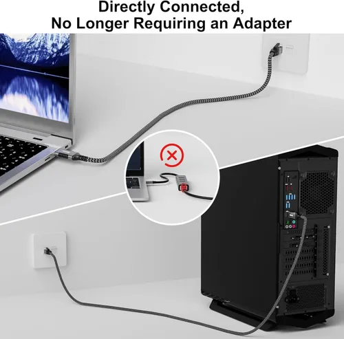 Vista 10 de PremiumCord Ethernet Cable USB-C to RJ45 10/100/1000 Mbit/s, Cat 6 FTP, USB-C Male to RJ45 Male, USB 3.2 Gen 1, Robust Braided Cable, Space Grey