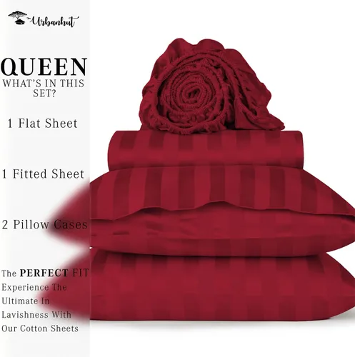 Vista 271 de URBANHUT Juego de sábanas de algodón egipcio de 1000 hilos tamaño completo, 4 piezas, suaves y transpirables, sábanas de hotel de lujo que se