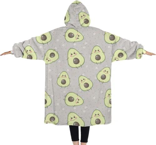 Vista 7 de Wearable Oversized Blanket,Sherpa Blanket Hoodie with Super Pockets,Super Warm Fuzzy Pullover for Women & Men