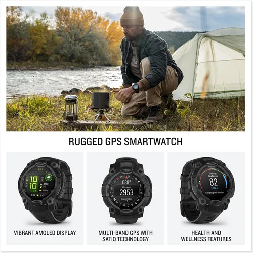 Vista 2 de Garmin Instinct® 3 45mm, pantalla AMOLED, reloj inteligente GPS resistente para exteriores, bisel reforzado con metal, linterna incorporada, hasta
