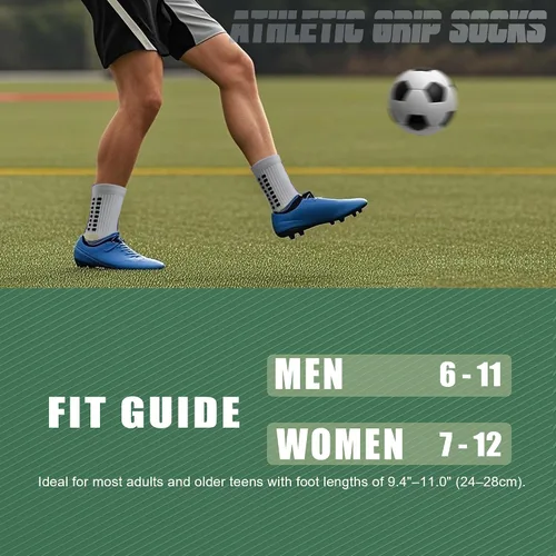 Vista 7 de Anti Slip Soccer Grip Socks, 117 Silicone Dots Non Skid Football Socks 2 negro+2 blancos.