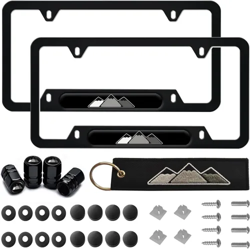 Vista 11 de Marco de Placa de Matrícula de Aluminio Compatible con Vehículo, Camión, Remolque, SUV de Dodge. (Rojo-01)