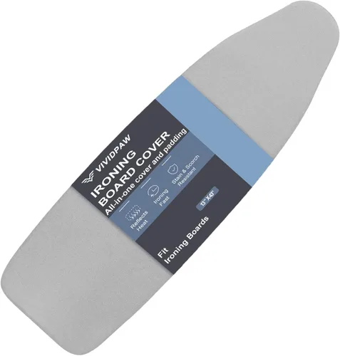 Vista 13 de VividPaw Funda y almohadilla pequeña para tabla de planchar de 12.5 x 30 pulgadas, borde elástico, revestimiento de silicona, resistente a