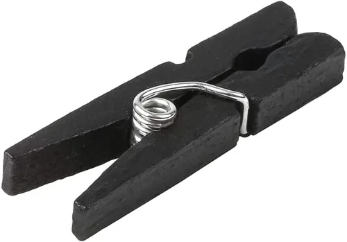 Vista 8 de Restaurantware Pinzas negras de 1.2 pulgadas, 50 mini pinzas para la ropa, desechables, resistentes, clips de madera de bambú negro, grado