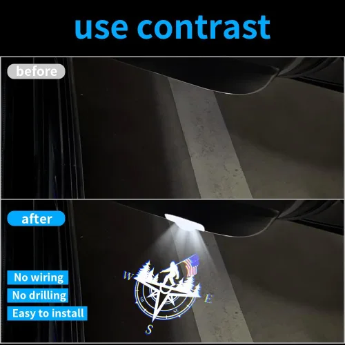 Vista 4 de 2 luces de logotipo HD para puerta de automóvil, proyector LED, luz de sombra de puerta, luz de bienvenida, emblema láser, logotipo, luces de charco