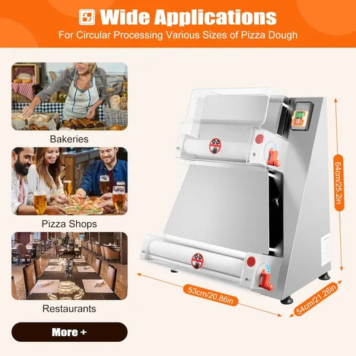 Vista 3 de Prensa de masa de pizza de 4-16 "máquina de rodillo de masa de pizza 370W prensa automática para panaderías, pizzerías, restaurantes