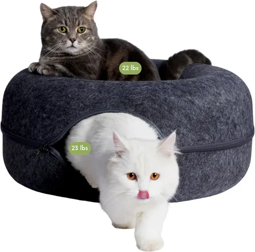 Vista 22 de Cattasaurus Peekaboo - Cueva para gatos, extra espaciosa para múltiples y grandes gatos de más de 12 libras, camas desmontables para gatos
