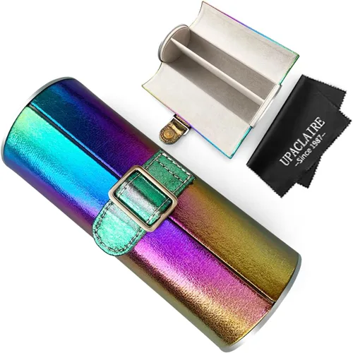 UpaClaire Estuche para gafas con clip, carcasa rígida delgada, ultraligera, retro, plana, caja de almacenamiento, resistente a la compresión, color