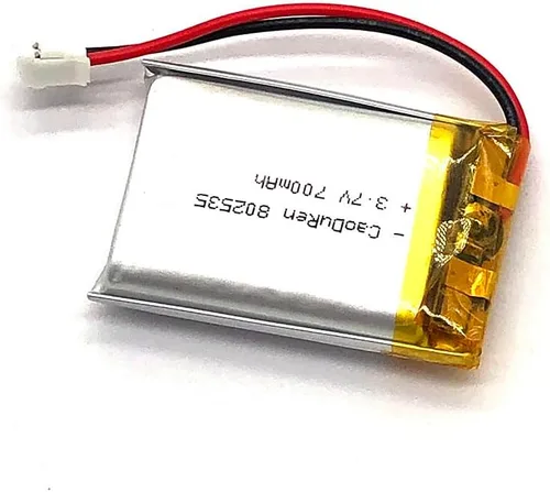 Vista 7 de Número de pieza verificado por MSDS: 802535, batería recargable de iones de polímero de litio Li Lipo de 3.7V 700mAh con conector JST de 2 pines