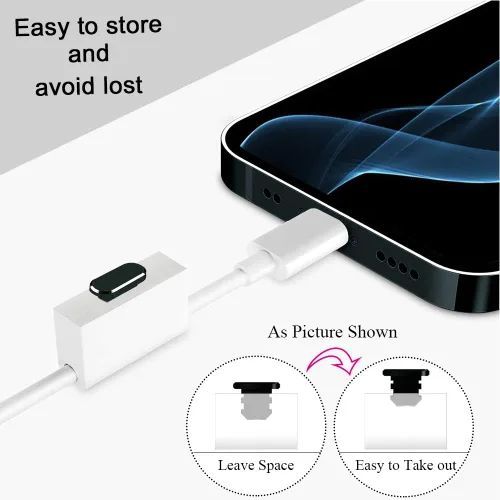 Vista 6 de Enchufe antipolvo de metal compatible con iPhone 14 13 12 11 X XS XR 8 7 SE Mini Plus Pro Max iPad AirPods, 2 protectores de puerto de carga