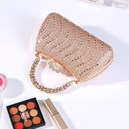 Vista 3 de Dreubea Bolso de noche brillante para mujer, bolso de noche con diamantes de imitación de moda