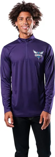 Vista 26 de Ultra Game Camiseta oficial de la NBA de manga larga con cremallera corta para hombre Gris Caliente Carbón