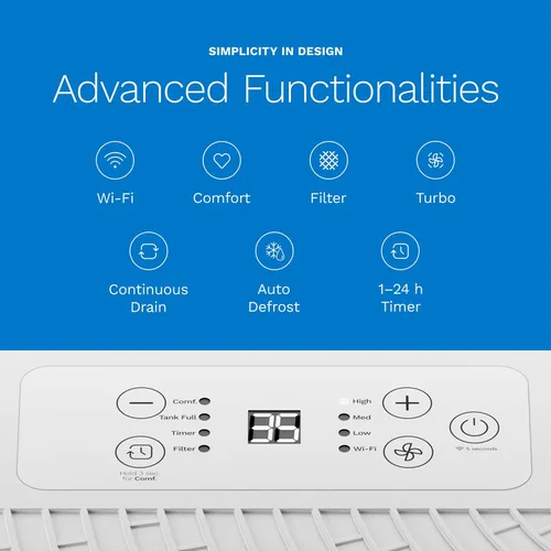 Vista 5 de hOmeLabs Deshumidificador: control avanzado de humedad y humedad, silencioso, eficiente, apagado automático, ideal para el hogar, sótano, oficina