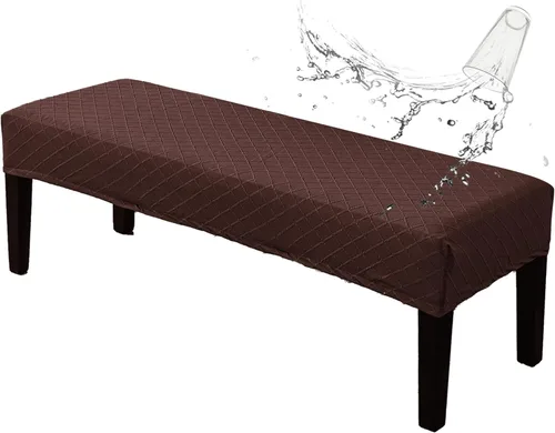 Vista 33 de Genina Fundas impermeables para banco de comedor, protector de asiento de banco de jacquard elástico, funda de banco rectangular para dormitorios