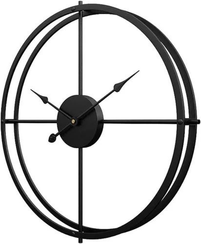 Home Decoration Clock 3D Metal Wall Clock Modern Home Decor Round Silent Non Ticking Vintage Unique Clocks Decorative Clocks Wall(Black,40 * 40cm)