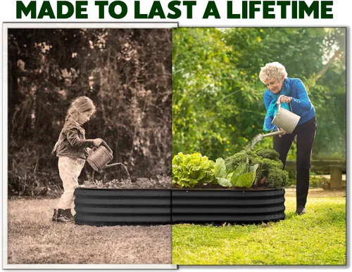 Vista 3 de Plant & Plot Camas de jardín elevadas galvanizadas para exteriores/ Jardinera elevada de 6 x 3 x 1 pie para jardinería, verduras, flores, caja