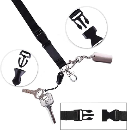 Vista 4 de YOUOWO Cordón con soporte para tarjeta de identificación, correa negra para el cuello con hebilla desmontable, cordón con porta tarjetas