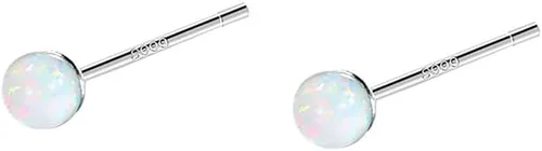 Aretes tipo dormilona de ópalo de 0.079 in de plata de ley 925 con piedra colorida, aretes de cartílago de bola pequeña, aretes pequeños para
