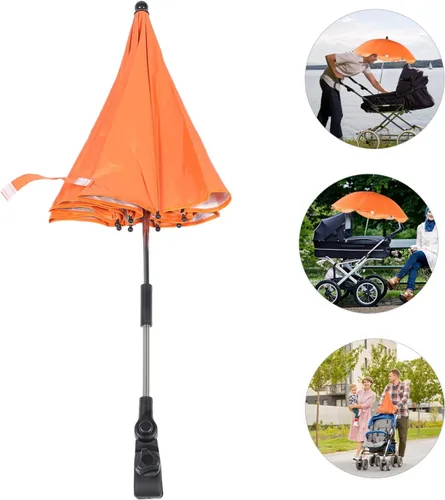 Vista 5 de Kisangel Silla ajustable portátil naranja con paraguas de clip desmontable para protección solar