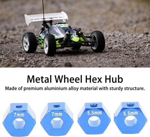 Vista 3 de plplaaoo Bujes de rueda hexagonales, 4 cubos de rueda hexagonales modelo RC de 0.551 pulgadas, hexagonal de rueda RC de 0.551 in, 0.217 in y 0.276